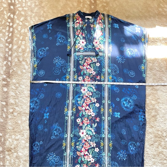 Johnny Was Annia Long Bohemian Blue Floral Print Kaftan Maxi Dress Size Medium - Picture 4 of 8
